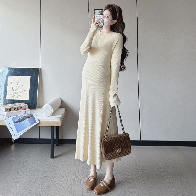 2026 Spring Maternity Knit Dress: New Style Loose Mid-Length Casual Dress L