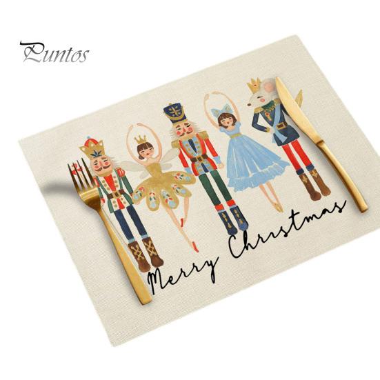 Sturdy Hemmed Table Linens Christmas Mat, Heat-Resistant Faux Linen Placemat, Non-Slip Heat Resistant Pads Washable for Holiday Dining Party Decor Non