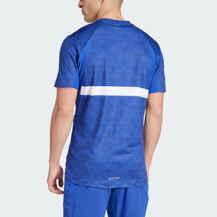 Adidas Tennis Freelift Logo Print Breathable Short Sleeve T-Shirt Men Tops Half-Fluorescent-Blue IY9452