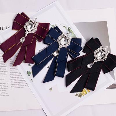 Band Fluga Strass Halsband Retro Band Rosett Brosch För Män och Kvinnor