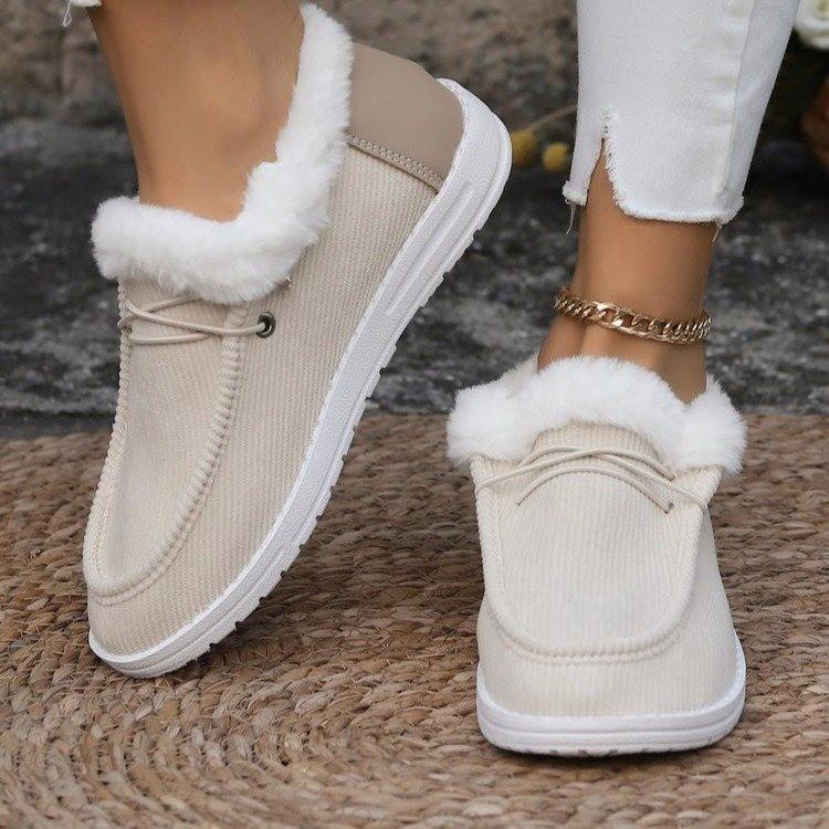 Foreign Trade Large Size Winter Cotton Shoes Autumn and Winter New European and American Thick-soled Wool Snow Boots Women's Velvet Warm Round Cot