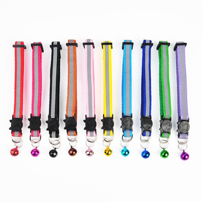 Reflective Breakaway Dog Cat Collars with Bell Safety Buckle Adjustable Soft Kitten Collar Pet Accessories for Cats Kittens