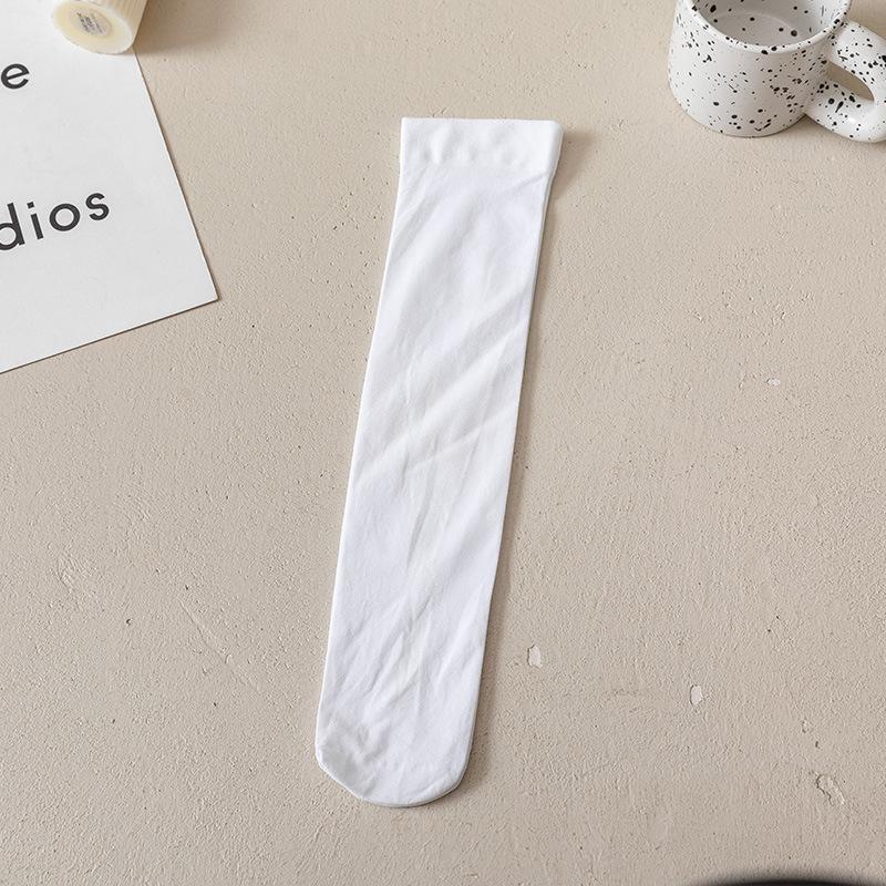 Velvet Calf Socks Women'S Black And White Summer Ultra-Thin Long Knee Socks Solid Color Japanese Jk Socks One Piece Hair