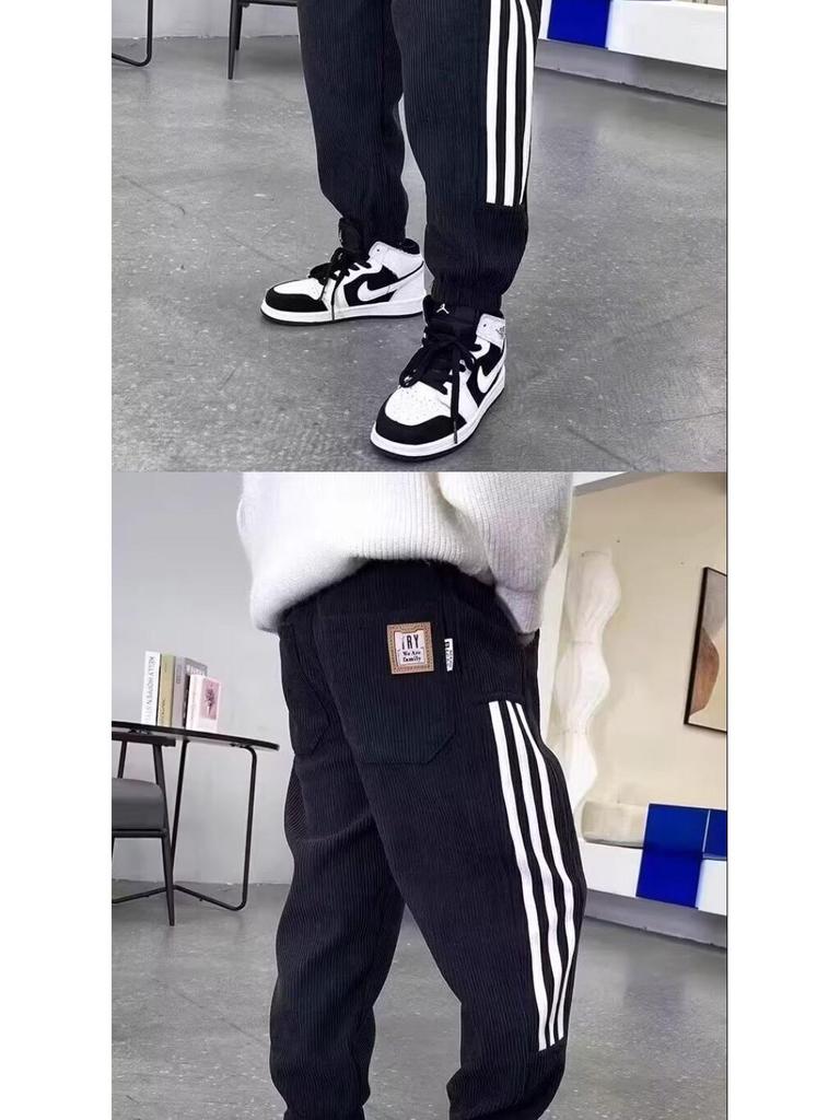 Randiga vardagsmysbyxor för pojkar - Vår-, Höst-, Vinterstilar