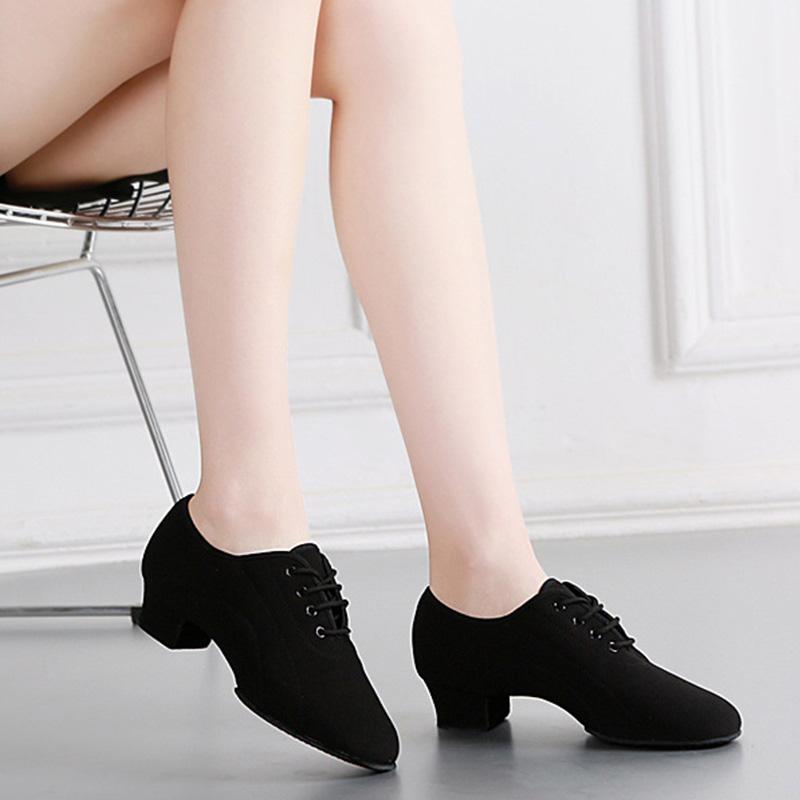 Scarpe da ballo da allenamento con tacco basso per jazz moderno in tessuto Oxford da uomo e da donna Scarpe da ballo professionali per yoga