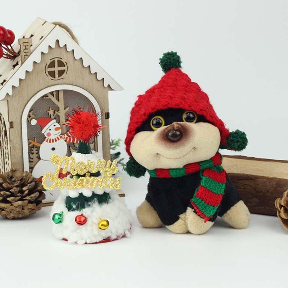 Soft Christmas Plush Doll Bow Creative Dog Pendant Cute Bee Puppy Keychain Daily