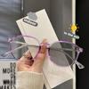 Fashionable Oval Frame Photochromic Myopia Glasses Women's INS Style Anti Blue Light Eyeglasses Minus Diopter 0 To -4.0