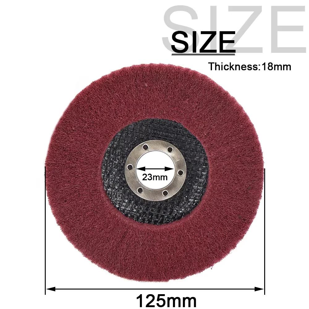 125mm Nylon Fiber Flap Polishing Wheel Disc 5 Inch Non-Woven Grinding Wheel Metal Wood Rotating Grinding Wheel For Angle Grinder