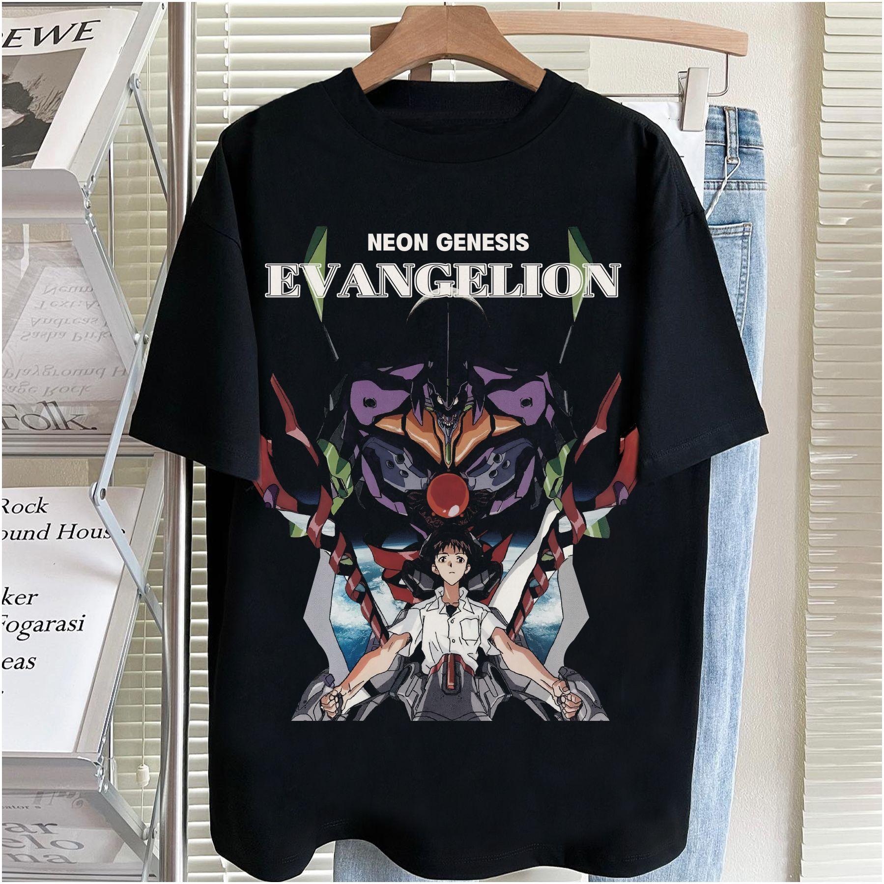 Неон Genesis Evangelion Ева 01 Синдзи Икари Принт Унисекс Футболка 2026 Лето Повседневная Оверсайз Хлопок Аниме Уличная Одежда Топы S