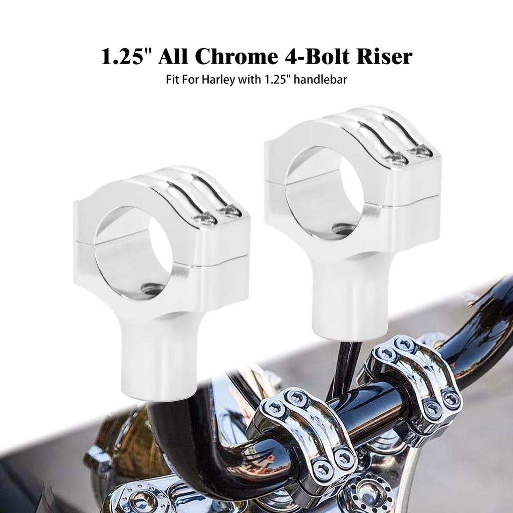 HDBUBALUS Motorrad Lenkerposten Zoll Motorrad Lenkererhöhung 32mm Lenkerbefestigungshalter Klemme Universal für Harley 2 Stück Chrom Aluminium