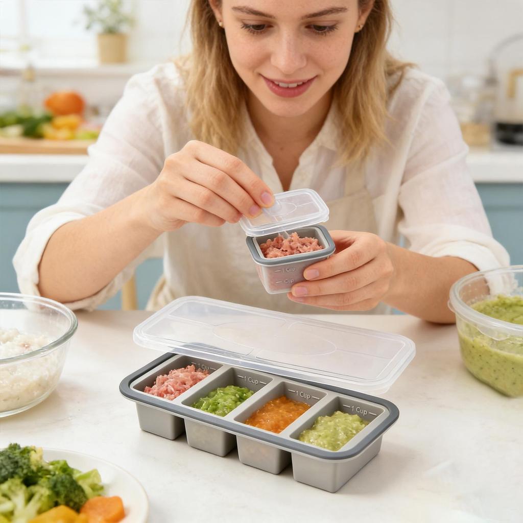 Silicone Freezer Molds With Lids Easy Release Food Storage Container For Soup Sauce, BPAfree Portion Control Tray For Meal Prep
