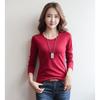 Round Neck Solid Color Long Sleeved Women's T-shirt