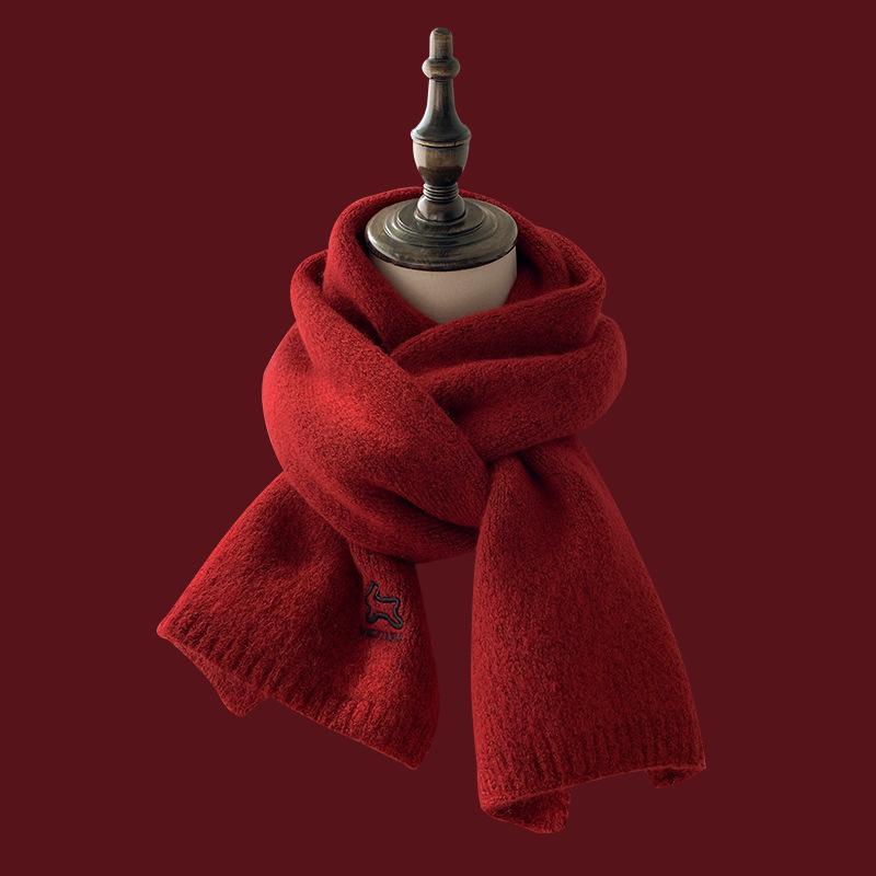 Embroidered Bunny Knitted Scarf Women's Autumn and Winter Korean Version Japanese Versatile Ins Tide Cute Student Wool Scarf