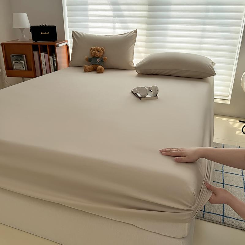 Einfarbiges hautfreundliches gewaschenes Baumwoll-Spannbettlaken für Zuhause All-inclusive Matratzenschoner Staubschutz