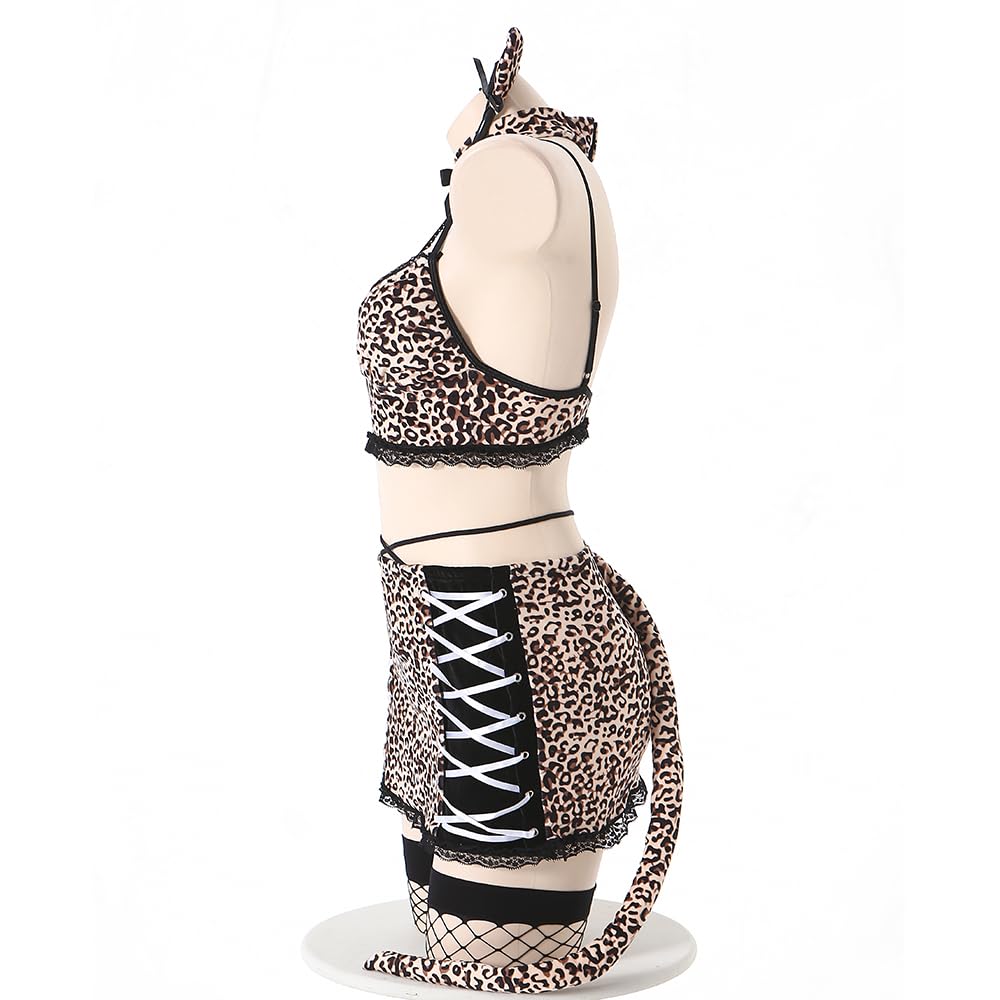 Cat Sexy Cosplay Erotic Extremely Erotic Cat Tiger Leopard Print Maid Clothes Training Temptation Lingerie Underwear Moe Moe Bodycon Baby Doll Costume