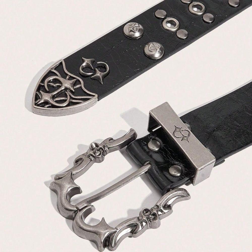 Carved Buckle Rivet Belt Spicy Girl Men Belt Trend Y2K Belt Jeans Accessories