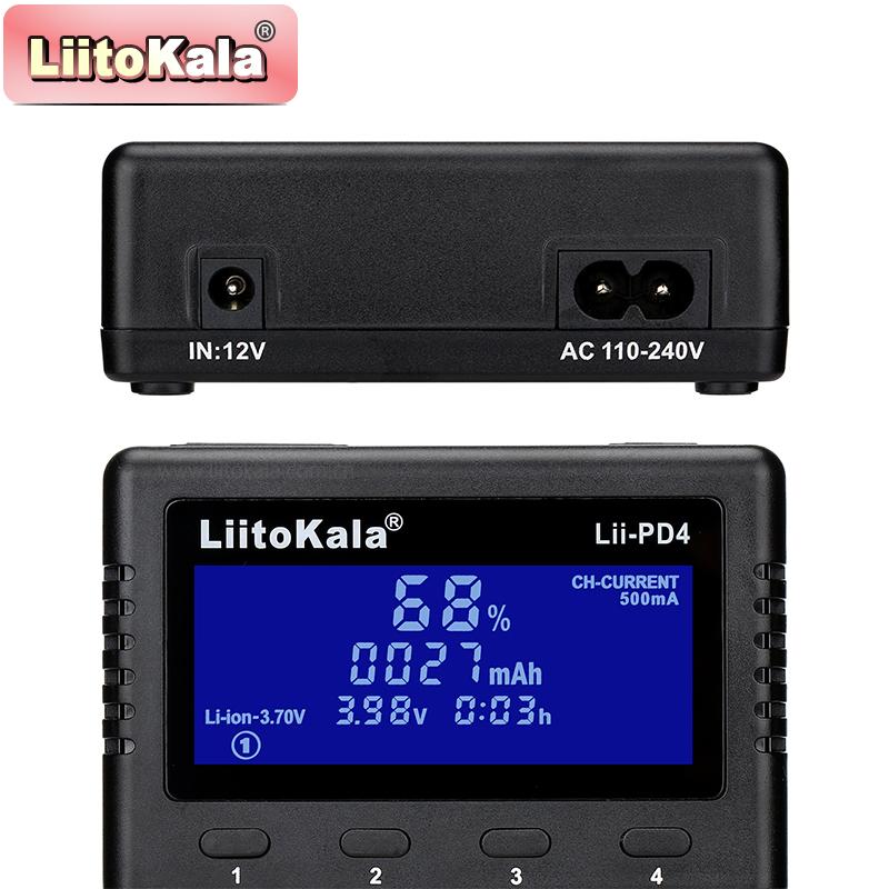 LiitoKala Lii-PD4 AC PD Charger LCD Fast Charging 4-Bay for LiFePO4 3.2V 21700/18650/AA/AAA Multi-Protection Auto-Detect