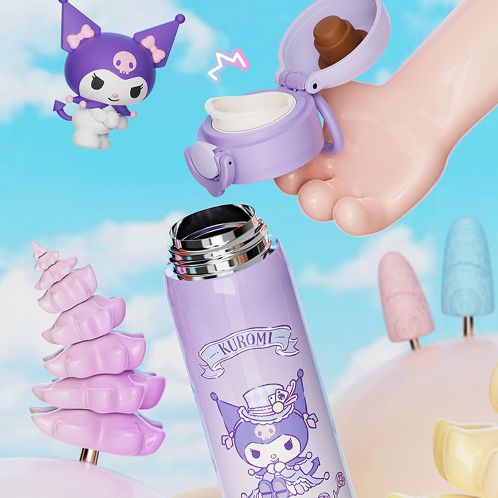 500ml Kuromi Thermos Vacuum Insulated 316 Stainless Steel Water Keeps Hot or Direct Easy To with for Elementary School Field and Work Cup, Bottle,
