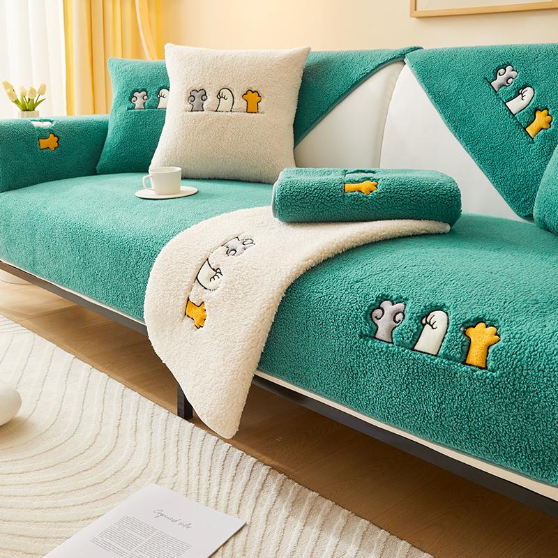 Lamb's Wool Sofa Cushion New Four Seasons Universal Thickened Non-slip Cushion Leather Sofa Cover Cover Backrest Towel Cover Cloth