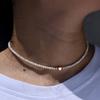 Natürliche Muschelperlen Herz-Choker Mode Edelstahlhalskette für Damen Kupferstern Collares Para Mujer
