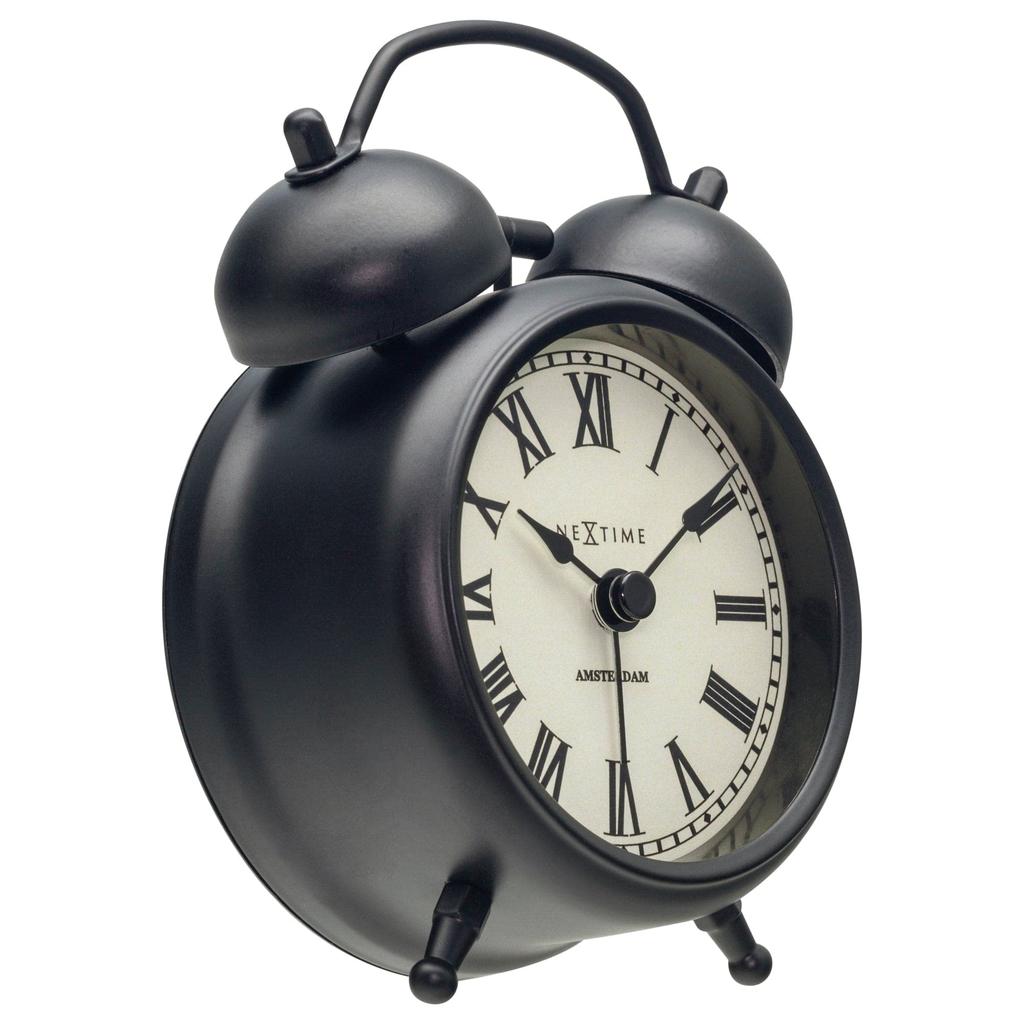 NEXTIME Table Amsterdam Small Alarm Clock, Stylish, Quiet Bell, European Design, Compact, Cool, Perfect for the Bedroom
