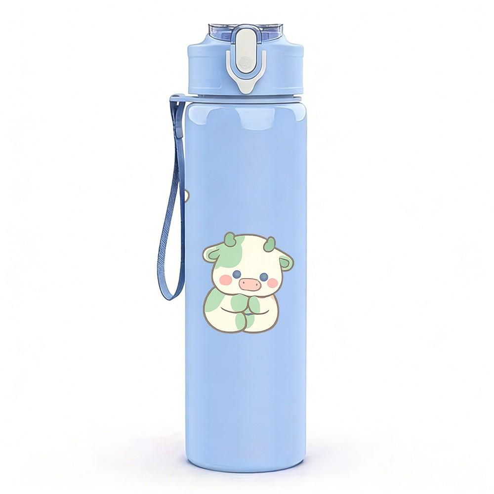 1PC Cute Sheep Repeat Pattern 750ml Color Plastic Sports Water Bottle Leakproof Flip Straw Lid Suitable for Sports Office Home Use