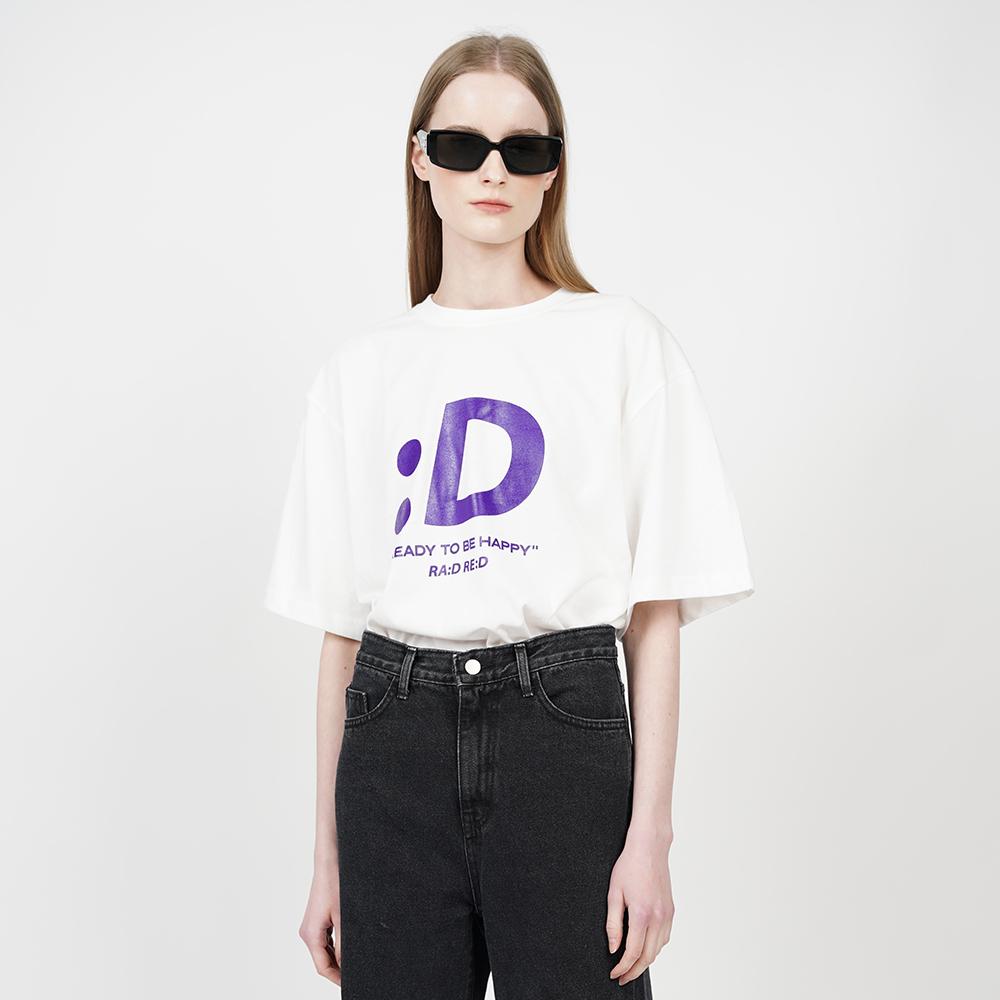 Rad Red White :D Purple Smile Short Sleeve T-Shirt