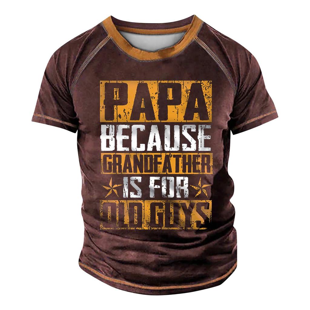 Men's Raglan T-shirt Retro Short Sleeve Round Neck Letter Printing Tops