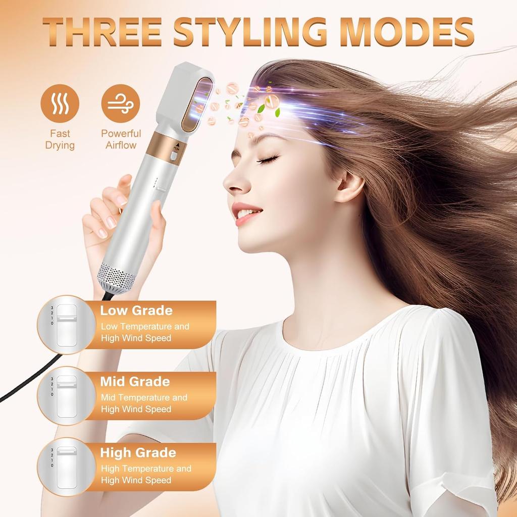 Electric 5-in-1 Ionic Blow Dryer Brush Set with 110,000 RPM High-Speed Hair Styling Tools