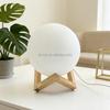White Frosted Round Ball Night Light with Wooden Stand for Homestay Tabletop and Bedroom Bedside Ambient Decoration