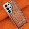 Custodia Lussuosa Business Magnetica in Pelle con Texture Coccodrillo per Samsung S26 Ultra S25 S24 Plus S23 Cover Antishock con Supporto e Sensazione Pelle
