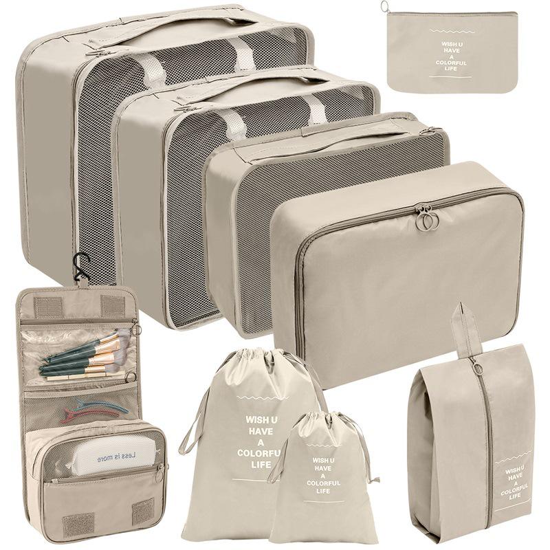 Travel Storage Set: Foldable Toiletry, Makeup, Clothes, Shoes, Digital Accessories, and Drawstring Luggage Bags.