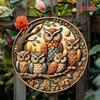Vintage Inspired 2D Flat Antique Owl Iron Sign Wall Art Vibrant Family Decor