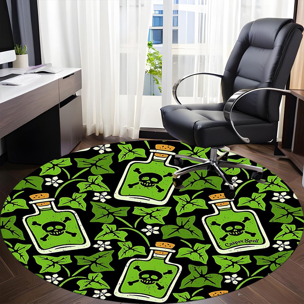 1pc Skull Poison Office Round Area Rug, Indoor Mat Suitable For Office, Under Office Chairs Bedroom Living Room Home Decor, Room Deco201