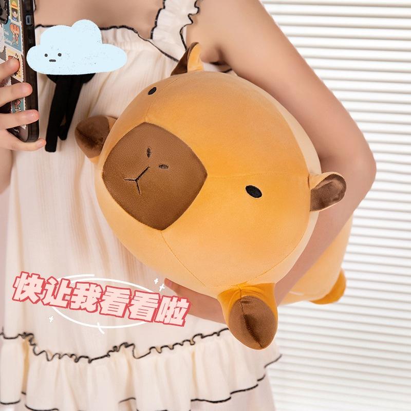 Dickes Langes Capybara Plüschkissen Gefüllt Rund Kawaii Stehend Braun Wassertier Cartoon Tier Stützkissen Plüschtier Geschenk