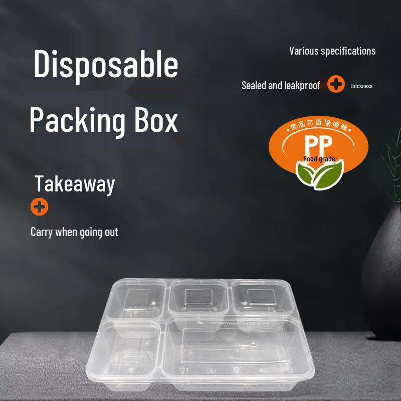 WS Disposable 5-Compartment Takeout Lunch Box