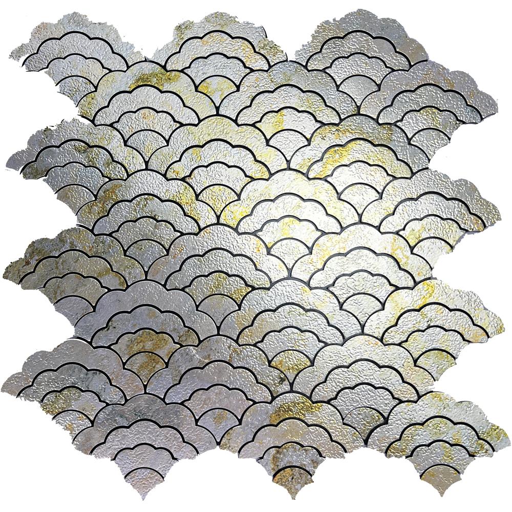 1Pcs Fan Shape Mosaic Ceramic Personality DIY Background Wall Bathroom Homestay Pool Kitchen Bathroom Wall Paper Home Decoration