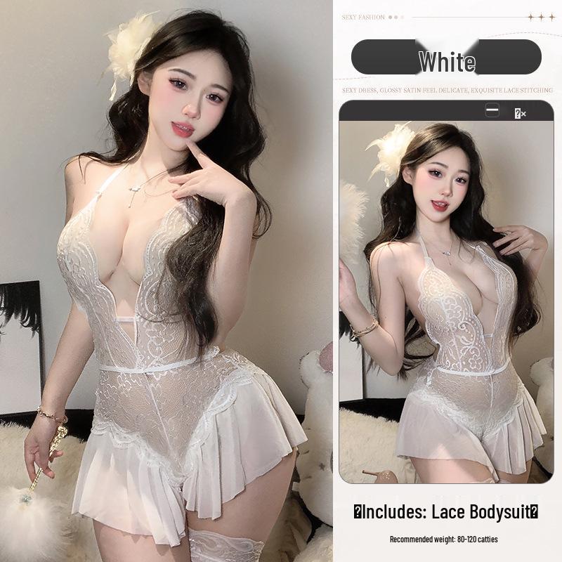 Pure Desire Lace Open-Crotch One-Piece Sleepwear - Stimulating Lingerie for Small Chest
