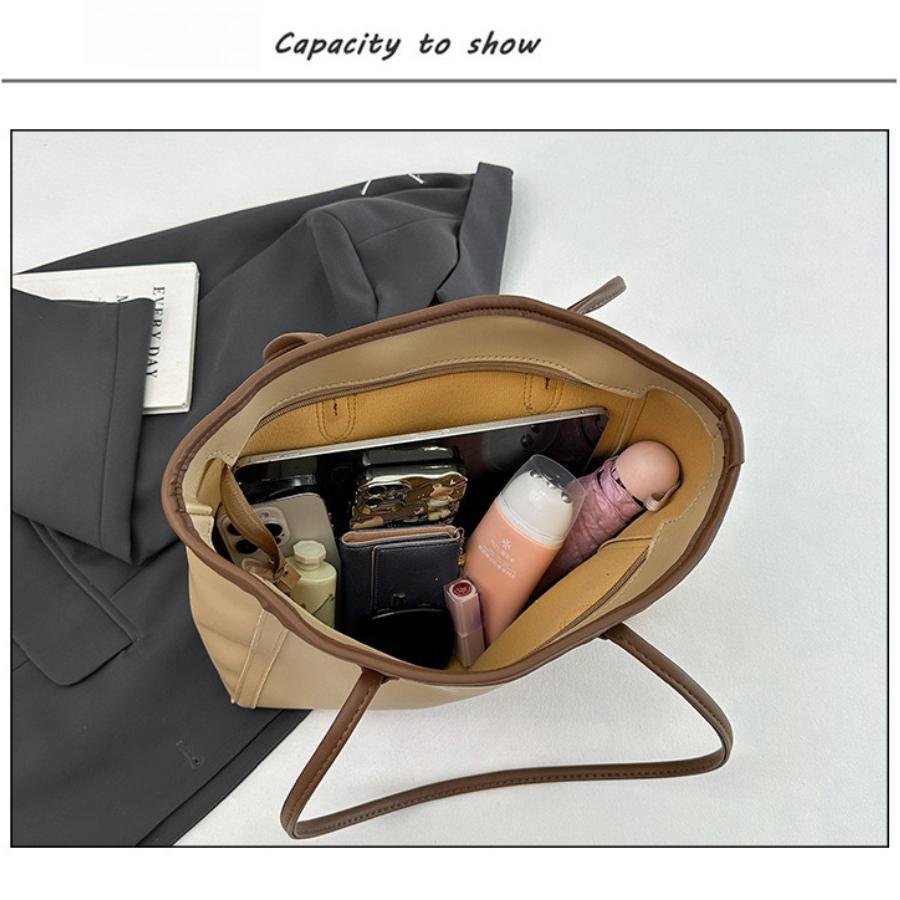 Large Capacity Tote Handbag for Women Faux Leather Shoulder Bag Office Commute Purse CLE