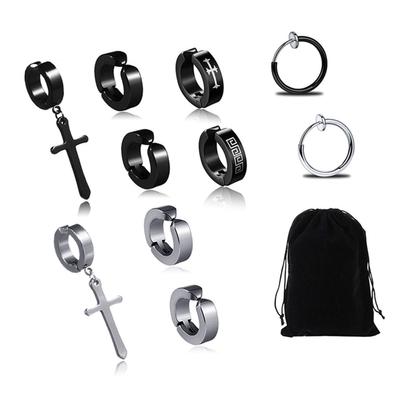 10 Stück Ohrclips aus Titanstahl im Rock-Style für Herren, einzeln verpackt, leicht und modisch