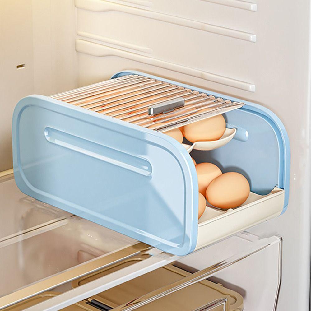 Double-layer Egg Storage Box Plastic Clear Automatic Rolling Egg Holder Space Saving Large Capacity Egg Storage Racks