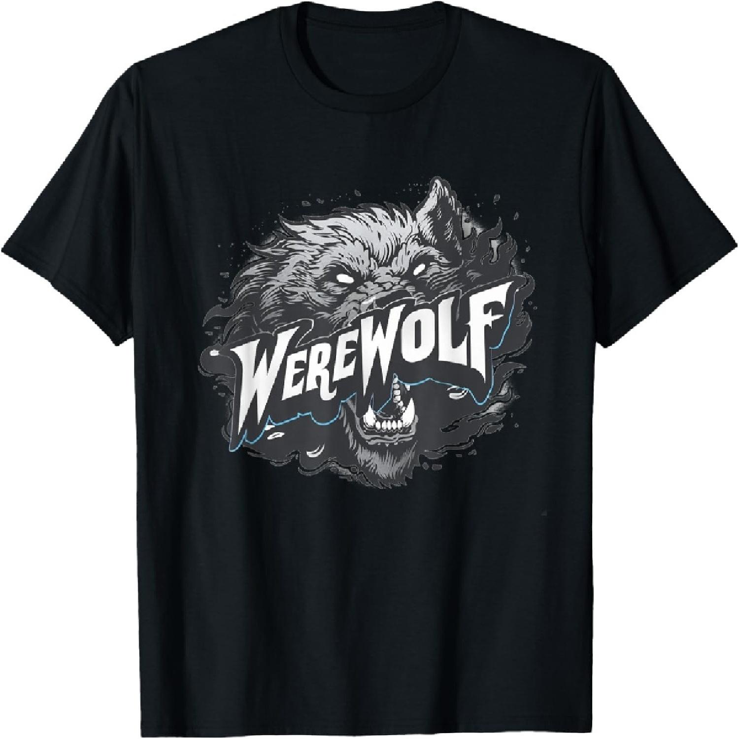 Pretty Werewolf Face for Halloween Boys and Girls T-Shirt S