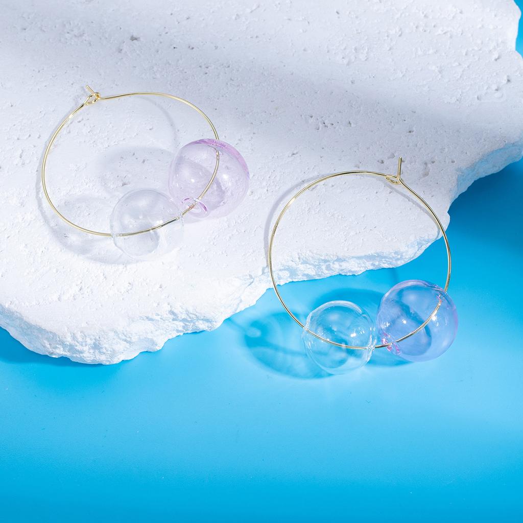 Handmade Harajuku Colored Bubble Glass Ball Earrings, Autumn And Winter Fashion Light Luxury High-End Super Fairy Cute Earrings