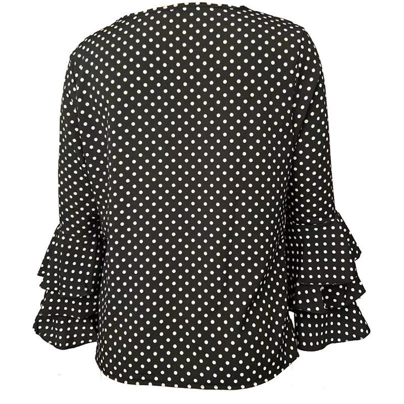 European & American Polka Dot Bell Sleeve Plus Size Chiffon Blouse