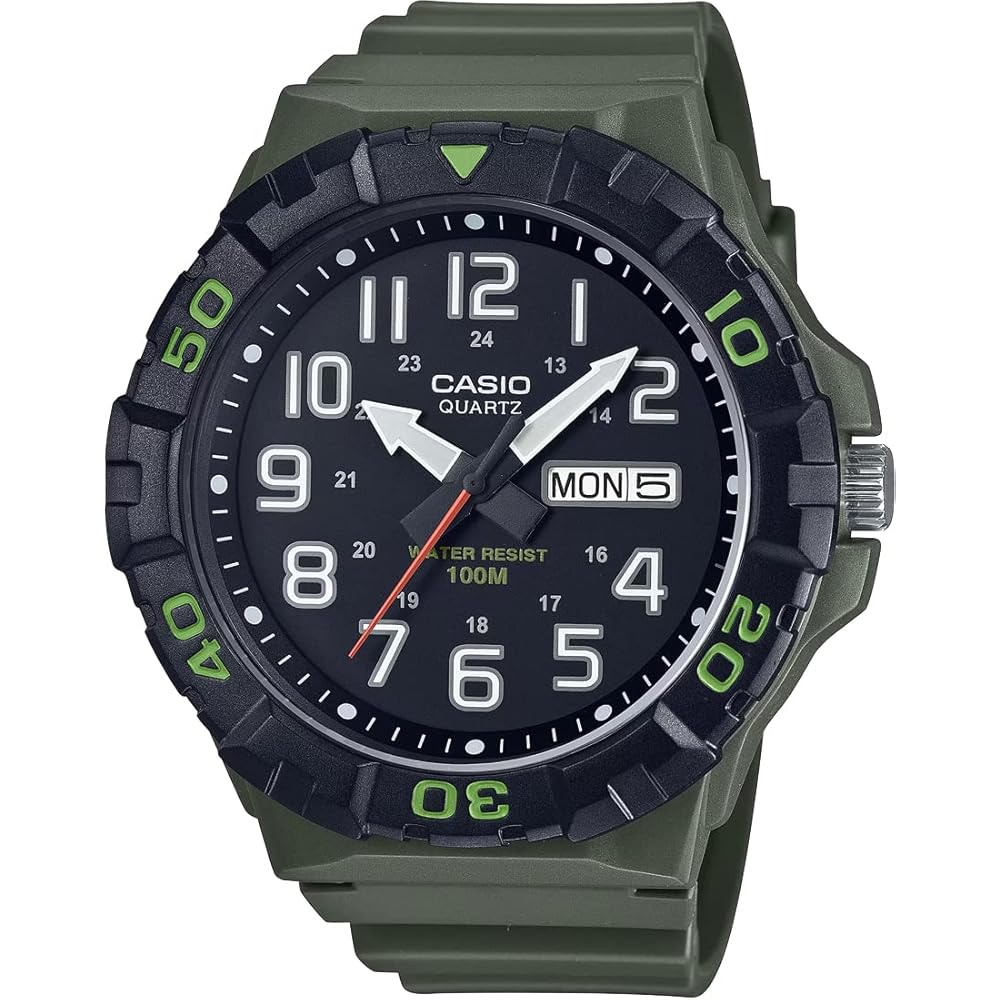 

Casio Standard Big Face Quartz Watch MRW-210H-3AV Men s Military Green 200m Water Resistant