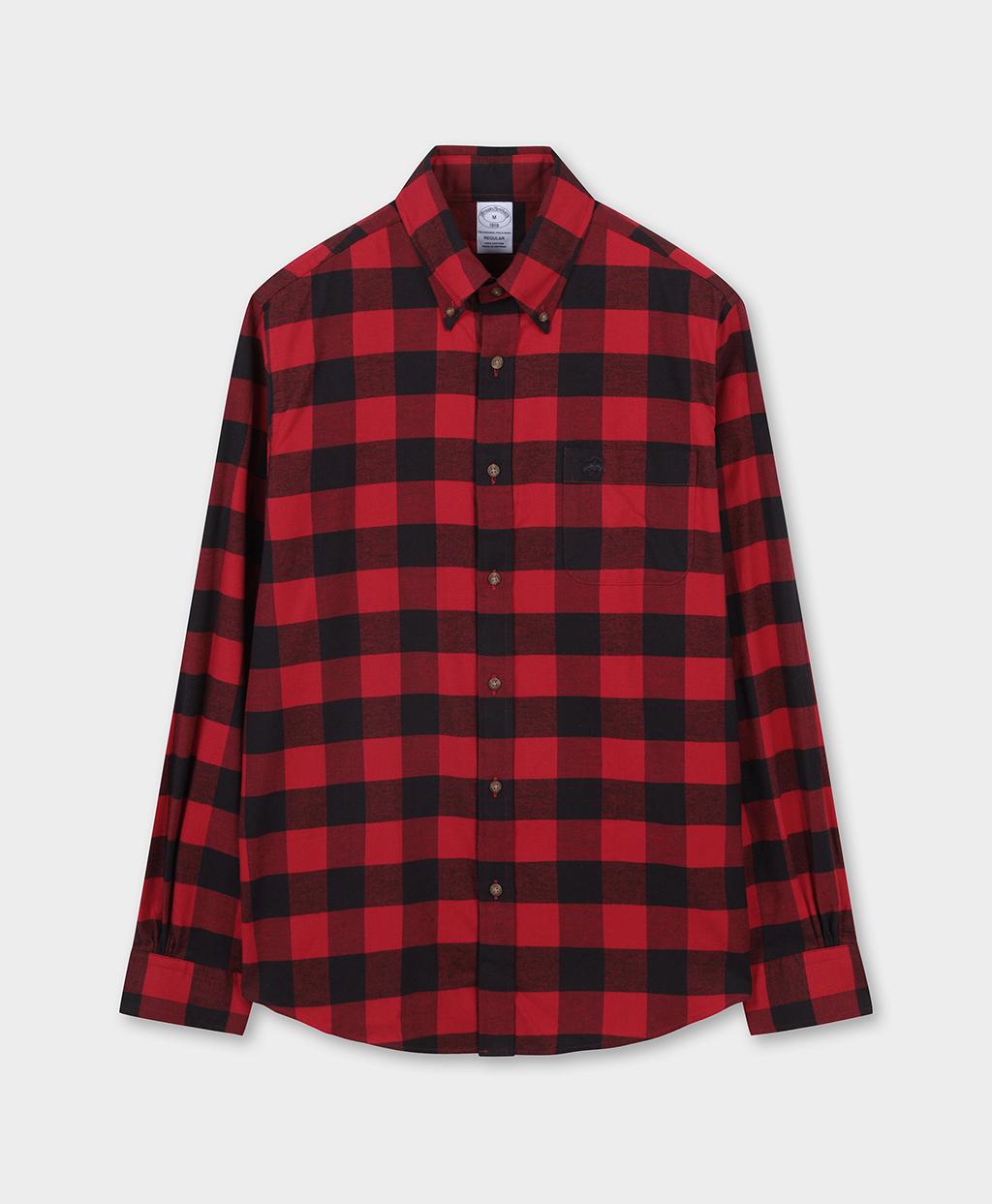 Brooks Brothers Flannel Tartan Check Shirt (Red) (Bbthmf3579Def) Red/M