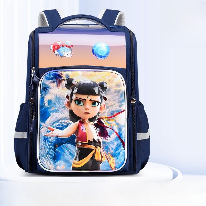 Cartoon Children Nezha Backpack With Spacious Storage For Students Elementary