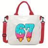 Steal a Brainrot 67 Unicorn Printed Student Crossbody Bag Casual Canvas Shoulder Bags