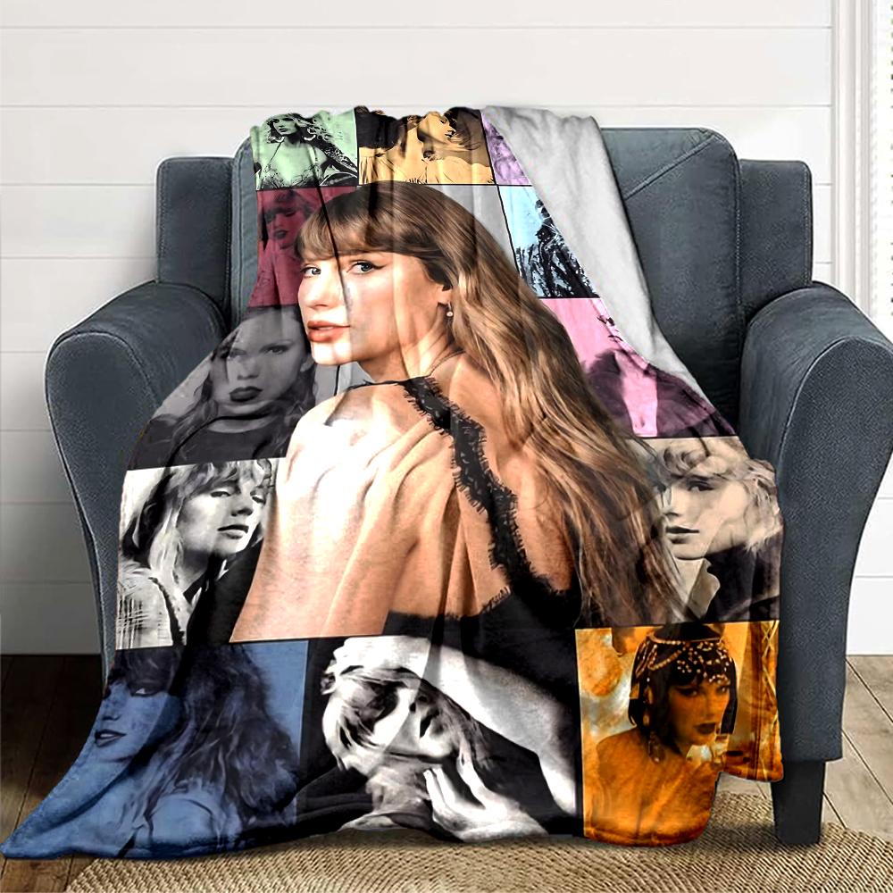 Taylor Swift Pop Art Collage Deken Zachte Plaid voor Huis Slaapkamer Bed Bank Reizen Kantoor Effen Kerstdeken