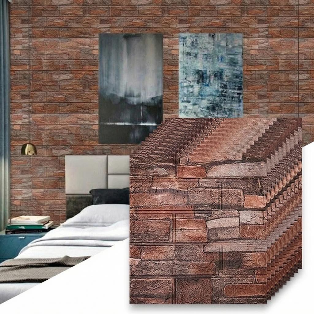 10pcs Soft Foam Brick Wall Sticker 38.5x35cm Self Adhesive Waterproof Stain Resistant Wallpaper Kitchen Household Home Decor